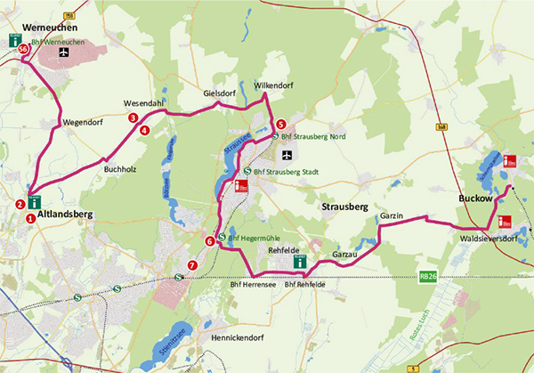Karte "Unterwegs auf dem Theodor-Fontane-Radweg"