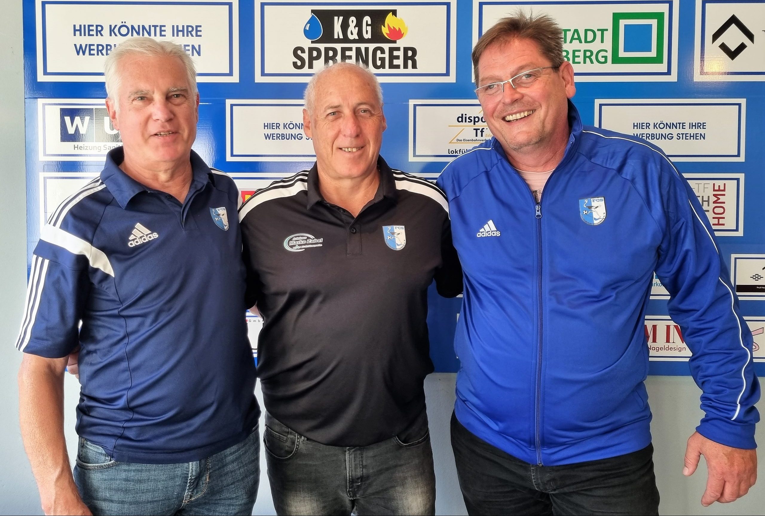 Trainerteam zweite Elf des FCS (v.l.): Peter Schlegel (Cheftrainer), Helmut Fritz (Sportlicher Leiter), Holm Schulz (Co-Trainer) 
